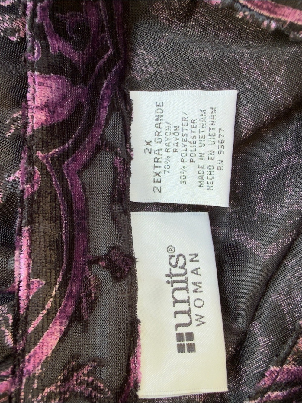 Sheer Paisley Button-Up Tunic in Black and Purple - Picture 7 of 8